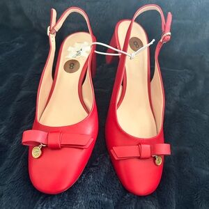 Kate Spade New York Bachata SB Pump slingback heeled red leather shoes 8b